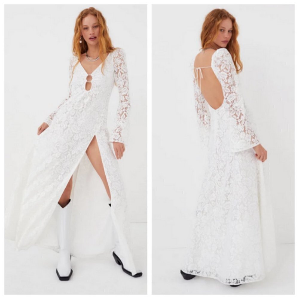 💕FOR LOVE AND LEMONS💕 Frances Lace Maxi Dress ~ White Small S NWT - Picture 3 of 16